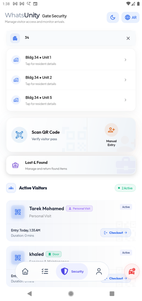 Unit Directives & Host Resident Verification Screen Mockup